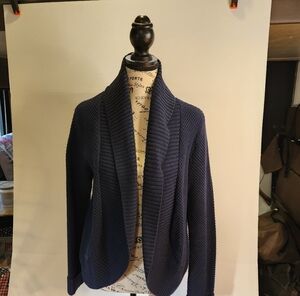 LOFT Petites Charcoal Ribbed Knit Pullover